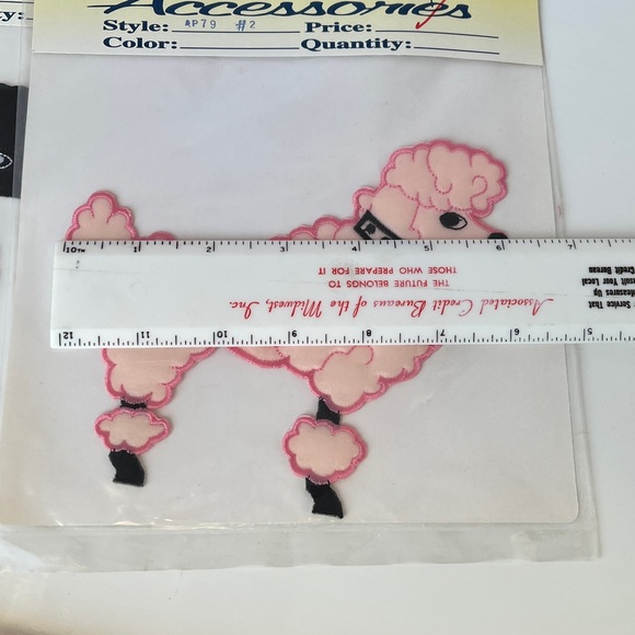 Vintage Poodle Iron On Patches Set of 2 Black & Pink Retro Appliqués 1950s Style - Picture 7 of 11
